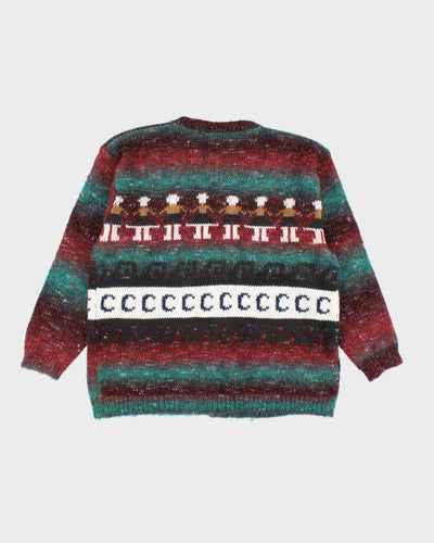 Vintage 80's Capricci Patterned Wool Blend Cardigan - M