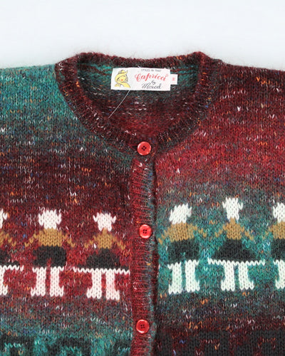 Vintage 80's Capricci Patterned Wool Blend Cardigan - M