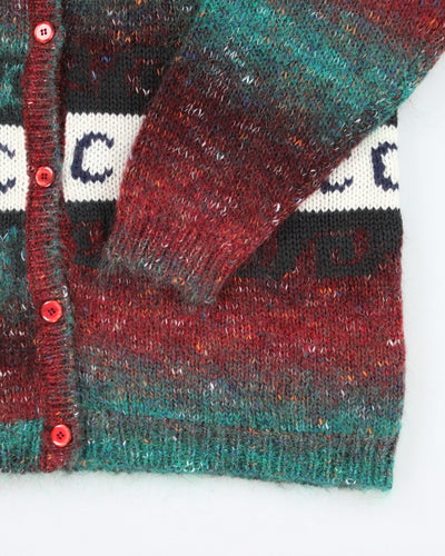 Vintage 80's Capricci Patterned Wool Blend Cardigan - M