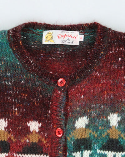Vintage 80's Capricci Patterned Wool Blend Cardigan - M