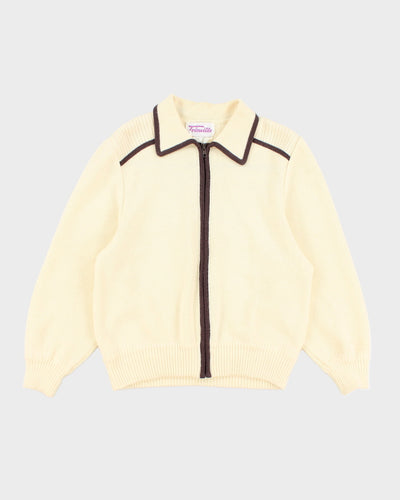 Vintage Tricoville Zip Up Collared Knit Cardigan - M