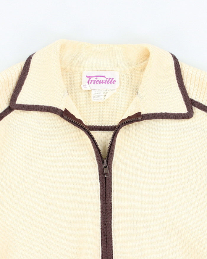 Vintage Tricoville Zip Up Collared Knit Cardigan - M