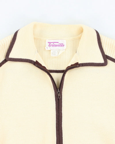 Vintage Tricoville Zip Up Collared Knit Cardigan - M