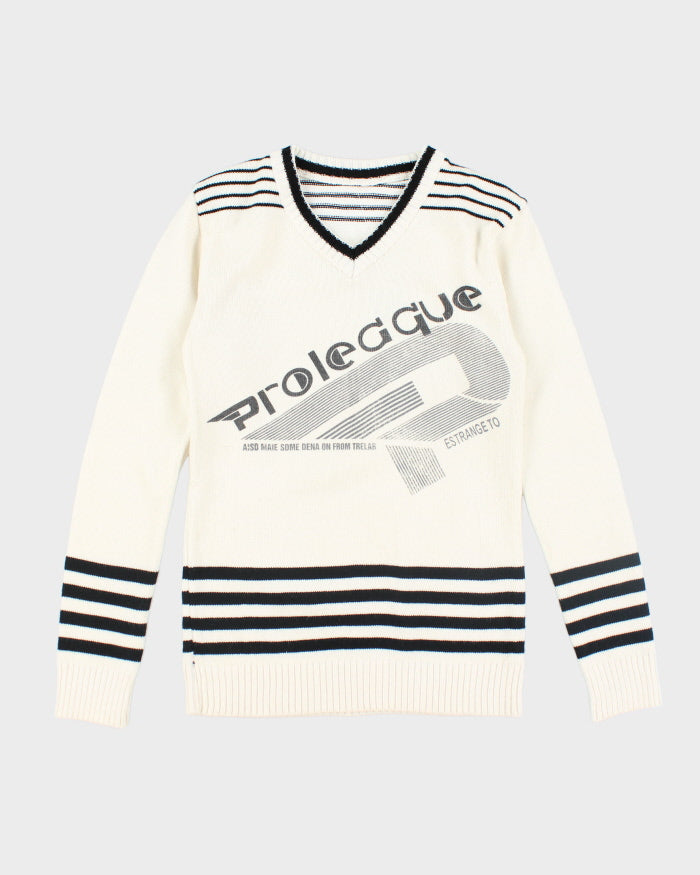 Vintage 90's Women's Prolecgue V-Neck Printed Knit Jumper - S