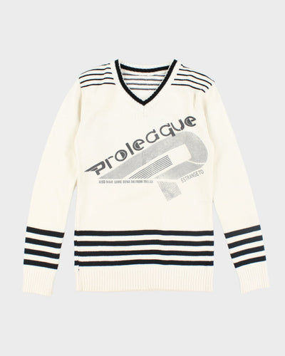 Vintage 90's Women's Prolecgue V-Neck Printed Knit Jumper - S