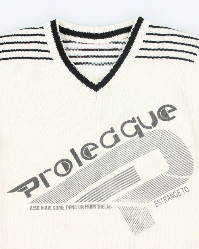 Vintage 90's Women's Prolecgue V-Neck Printed Knit Jumper - S