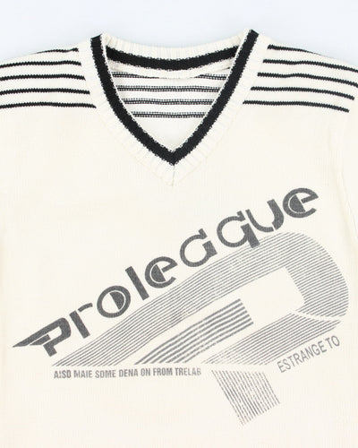 Vintage 90's Women's Prolecgue V-Neck Printed Knit Jumper - S