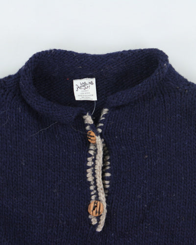 Vintage 90's Heavyweight Global Patch Chunky Knit Jumper - L