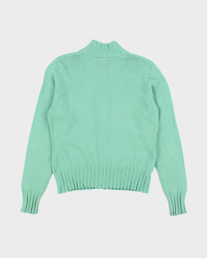 Vintage Argyle Green Zip-up Knit - L