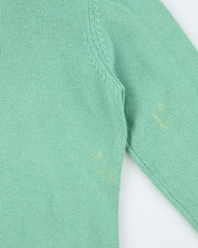 Vintage Argyle Green Zip-up Knit - L
