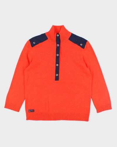 Vintage Ralph Lauren Orange Half Button-up Jumper - M