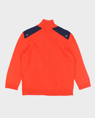 Vintage Ralph Lauren Orange Half Button-up Jumper - M