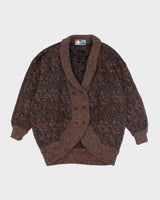 Vintage 80s Sparkly Chunky Knit Cardigan - L