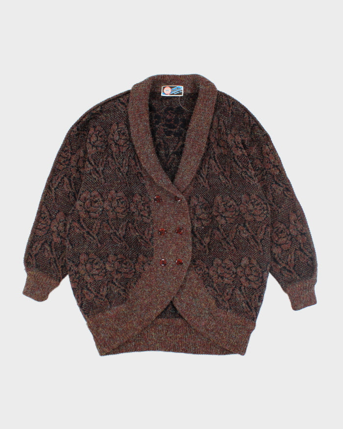 Vintage 80s Sparkly Chunky Knit Cardigan - L