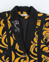 Vintage 80's Chunky Button Up Patterned Cardigan - M