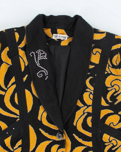Vintage 80's Chunky Button Up Patterned Cardigan - M
