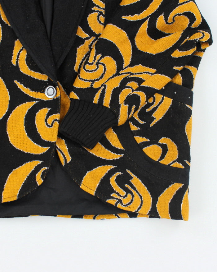 Vintage 80's Chunky Button Up Patterned Cardigan - M