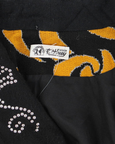 Vintage 80's Chunky Button Up Patterned Cardigan - M