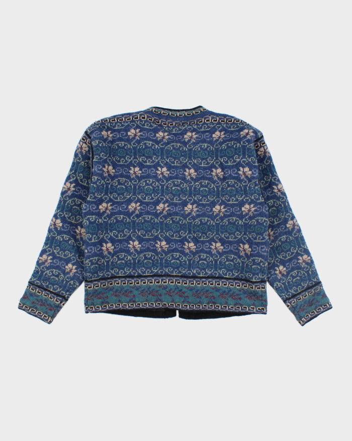 Vintage Women's Icelandic Patterned Clasp Close Cardigan - M