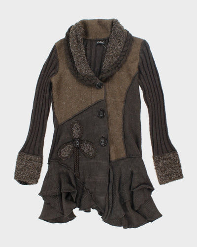 Y2k 00s Papa Brown Mohair & Wool Blend Cardigan - M