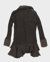 Y2k 00s Papa Brown Mohair &amp; Wool Blend Cardigan - M