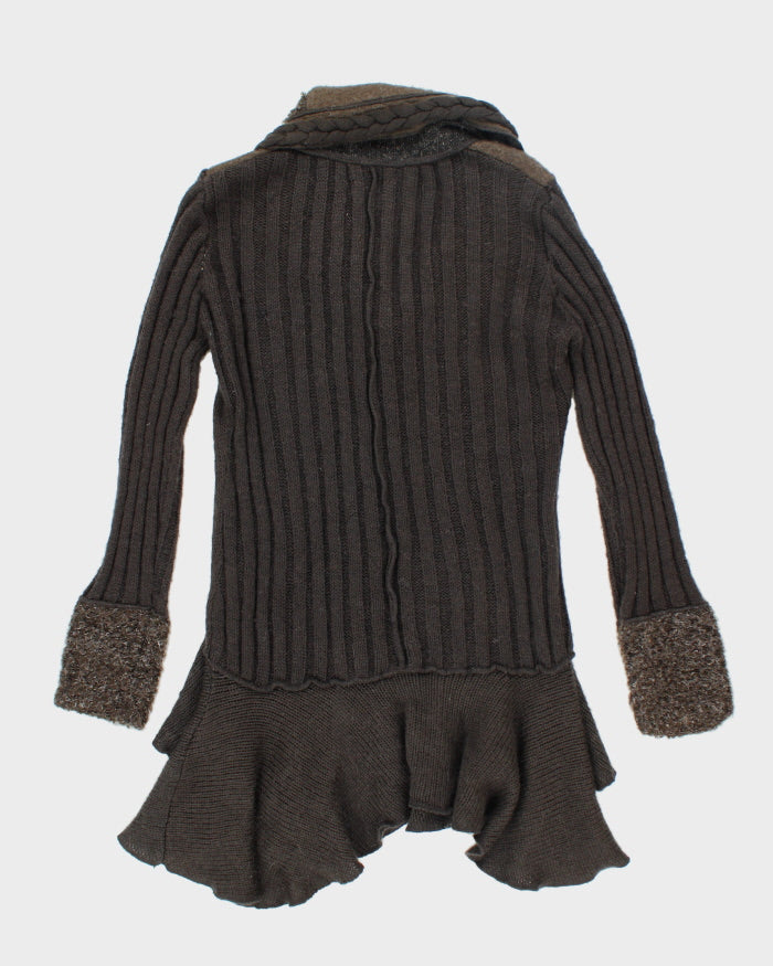 Y2k 00s Papa Brown Mohair &amp; Wool Blend Cardigan - M