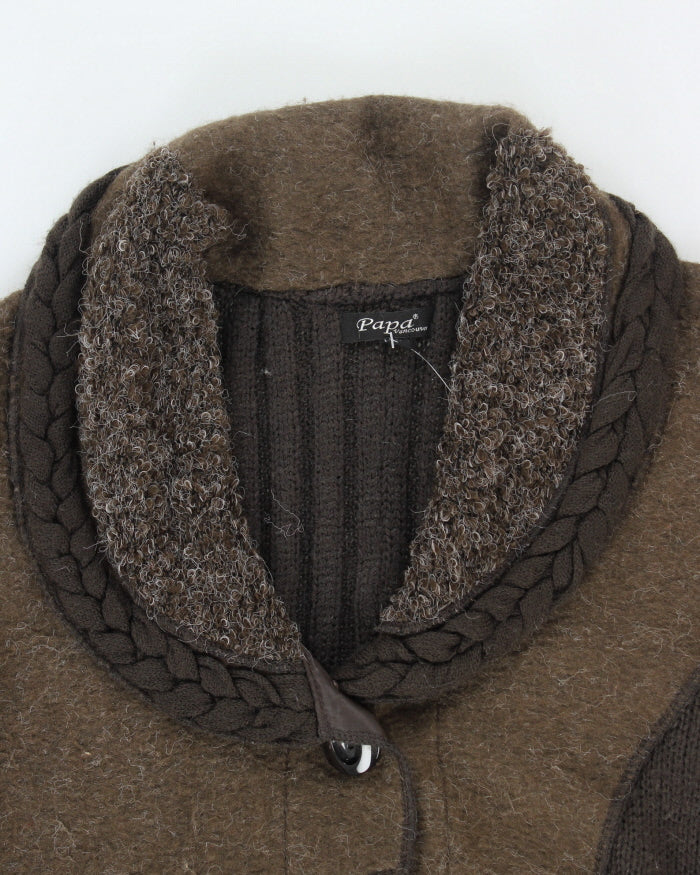 Y2k 00s Papa Brown Mohair &amp; Wool Blend Cardigan - M