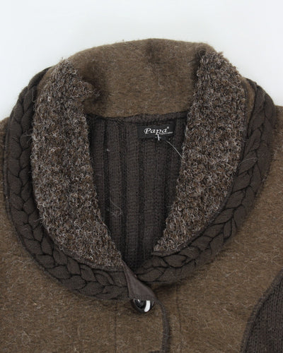 Y2k 00s Papa Brown Mohair & Wool Blend Cardigan - M