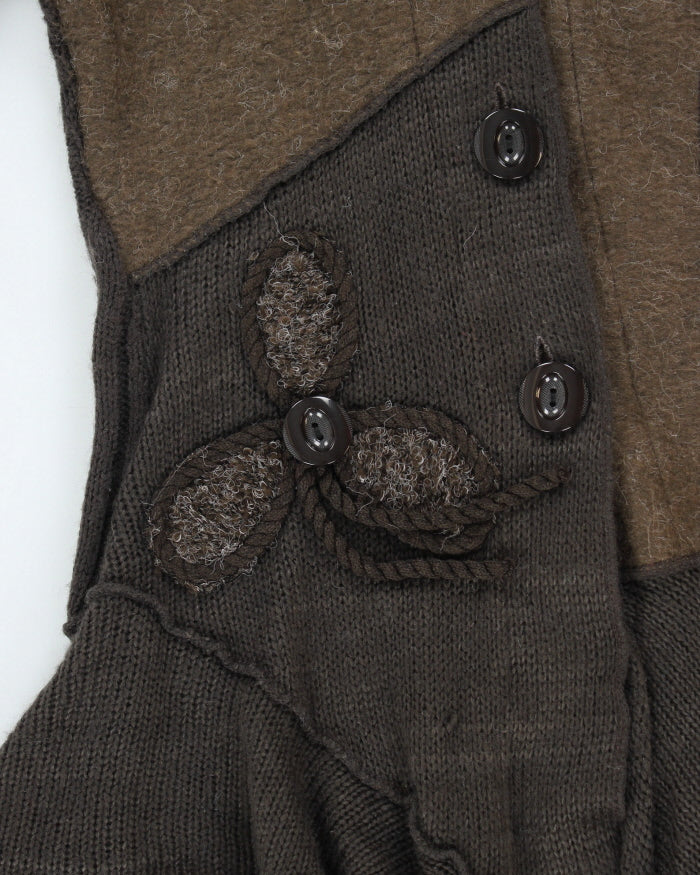 Y2k 00s Papa Brown Mohair &amp; Wool Blend Cardigan - M