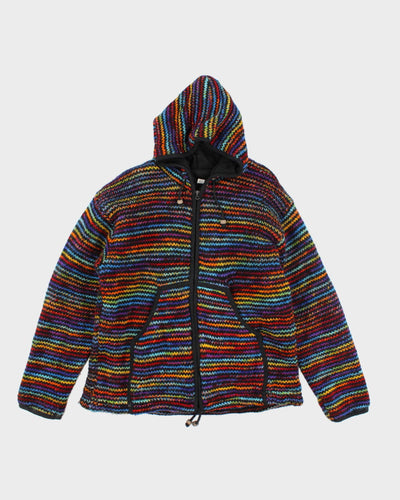 Hippie Multi Coloured Wool Zip-Up Knit Jumper - L