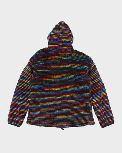 Hippie Multi Coloured Wool Zip-Up Knit Jumper - L