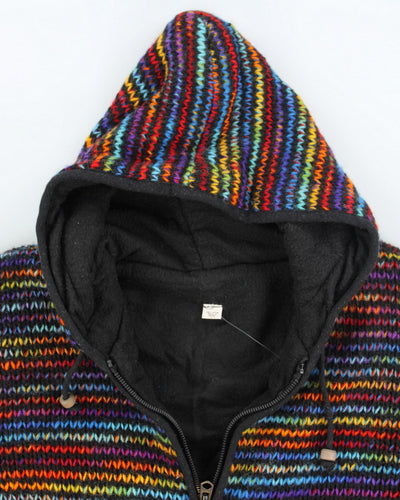 Hippie Multi Coloured Wool Zip-Up Knit Jumper - L