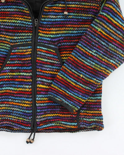 Hippie Multi Coloured Wool Zip-Up Knit Jumper - L