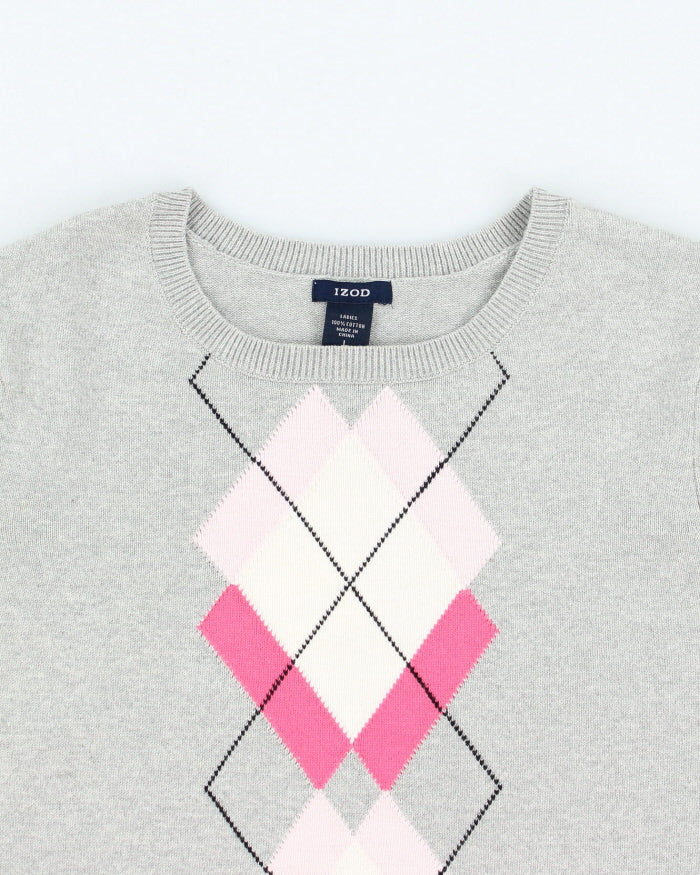 Izod Argyle Knit Jumper - L
