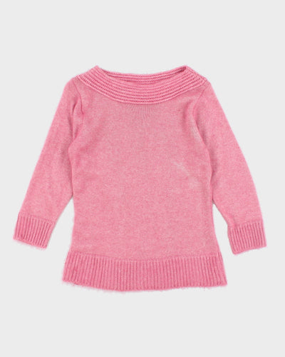 Vintage Elle Angora Blend Pink Knit Jumper - S