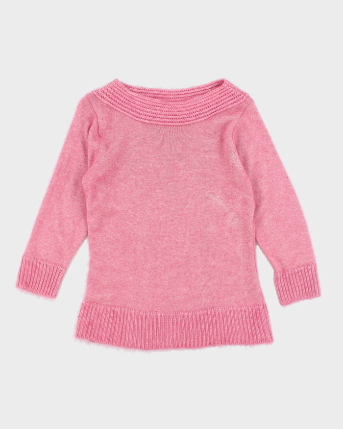 Vintage Elle Angora Blend Pink Knit Jumper - S