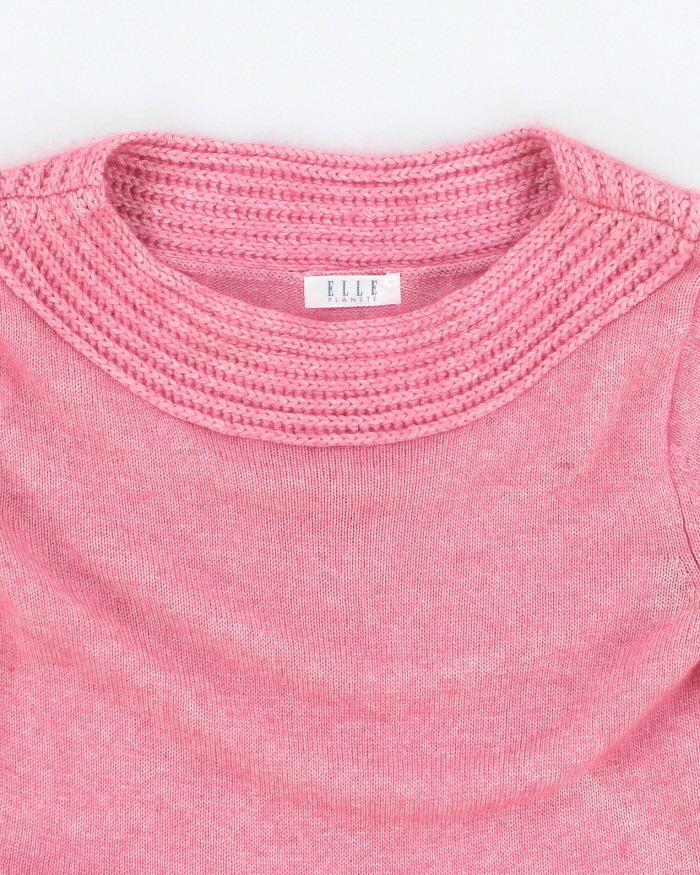 Vintage Elle Angora Blend Pink Knit Jumper - S
