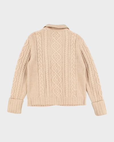 Vintage Gap Lambswool Cable Knit Zip-up - L