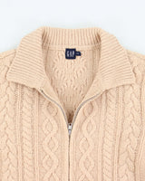 Vintage Gap Lambswool Cable Knit Zip-up - L