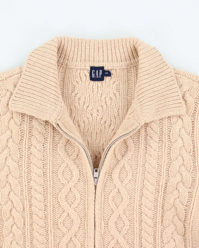 Vintage Gap Lambswool Cable Knit Zip-up - L