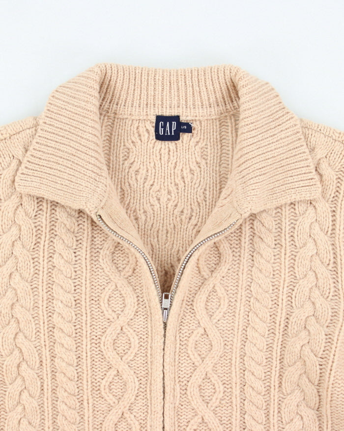 Vintage Gap Lambswool Cable Knit Zip-up - L
