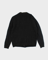 Vintage Black Beaded Angora &amp; Wool Cardigan  - M
