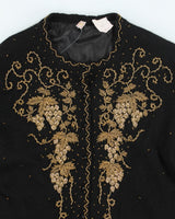 Vintage Black Beaded Angora &amp; Wool Cardigan  - M