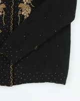Vintage Black Beaded Angora &amp; Wool Cardigan  - M
