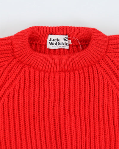 Vintage Jack Wolfskin Wool Red Chunky Knit Jumper - XL
