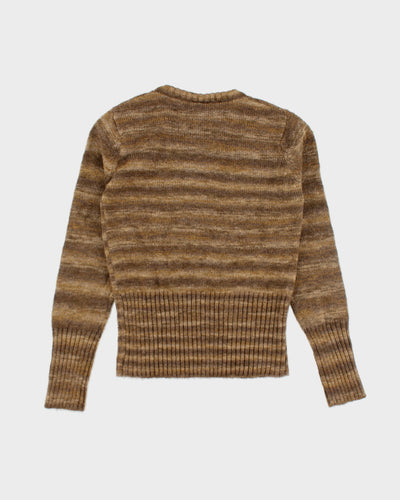 Vintage Columbia Brown Striped Knit Jumper - L