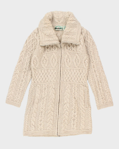 Vintage Aran Crafts Merino Wool Zip-up Knit Cardigan - XS