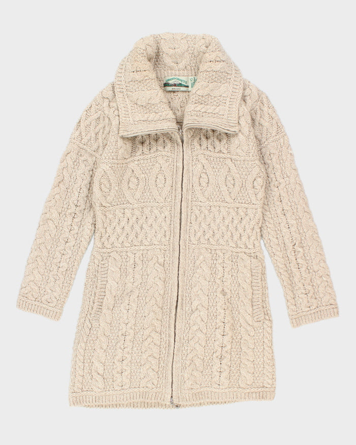 Vintage Aran Crafts Merino Wool Zip-up Knit Cardigan - XS