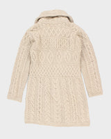 Vintage Aran Crafts Merino Wool Zip-up Knit Cardigan - XS