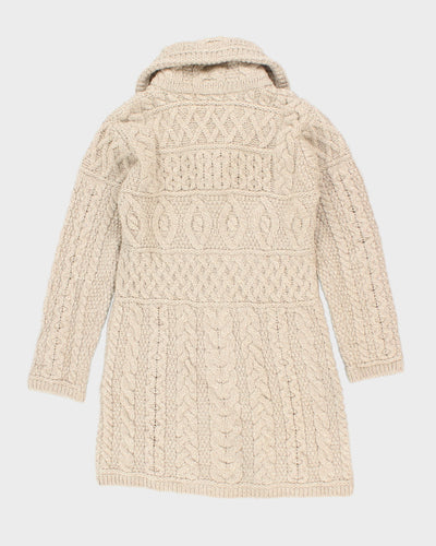 Vintage Aran Crafts Merino Wool Zip-up Knit Cardigan - XS